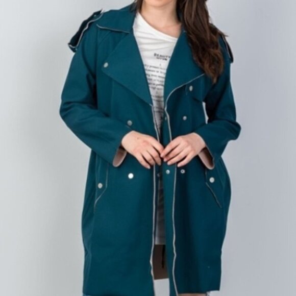 TEAL OVERSIZED JACKET - Picture 1 of 4